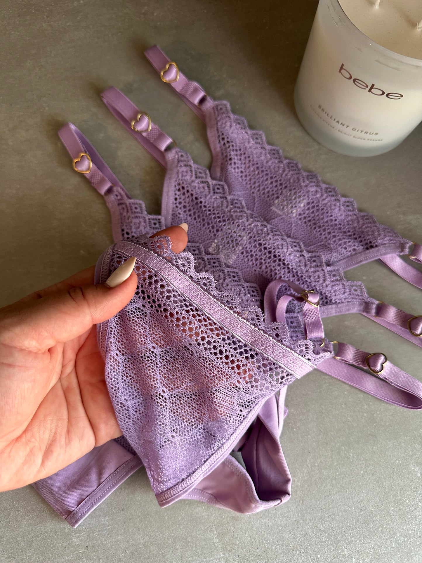 SECOND SKIN LACE THONG – LILAC