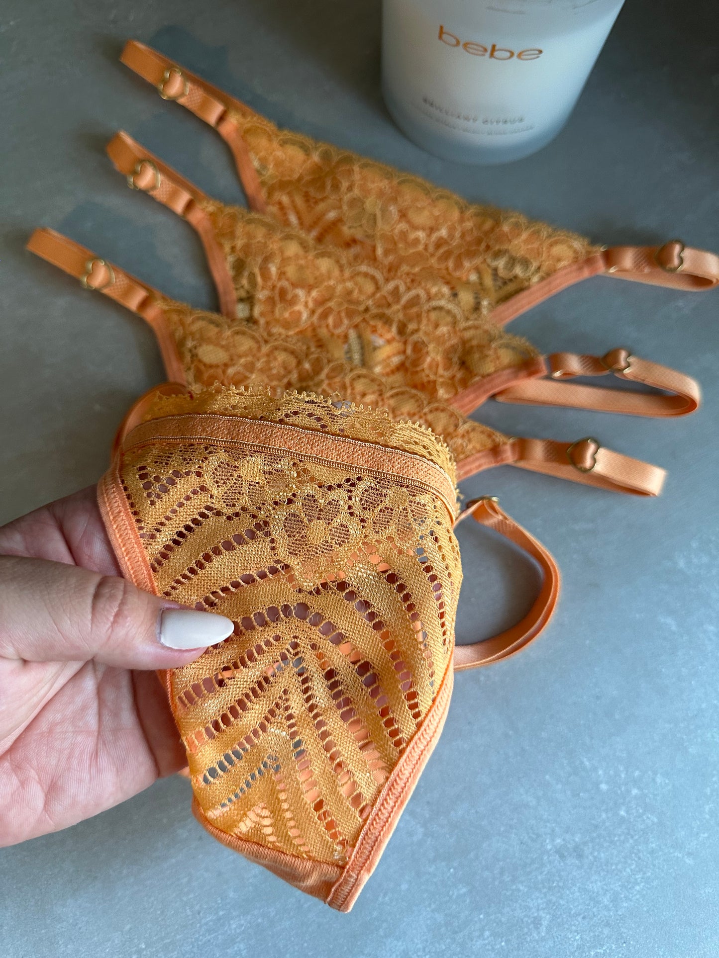SECOND SKIN LACE THONG – ORANGE