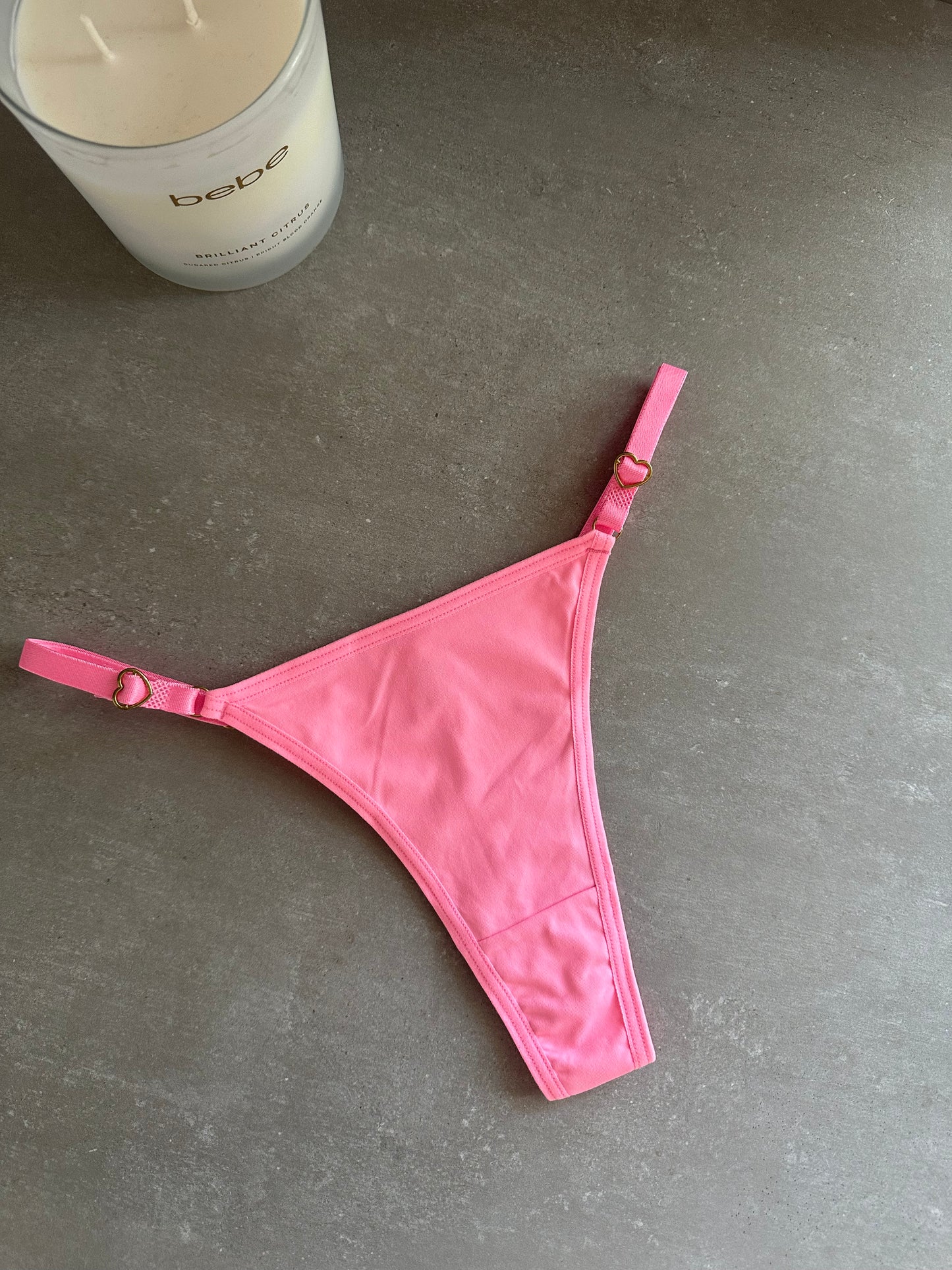 SECOND SKIN ADJUSTABLE THONG – NEON PINK