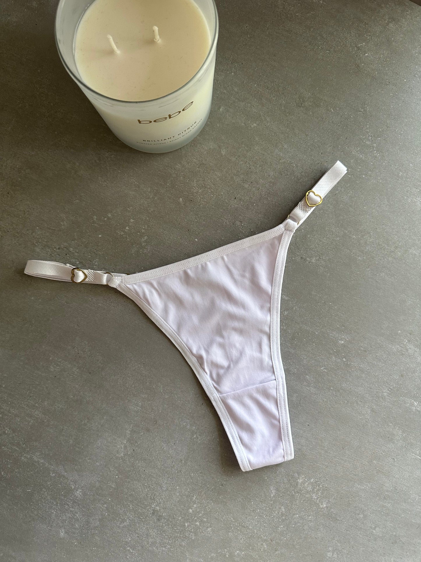 SECOND SKIN ADJUSTABLE THONG – WHITE