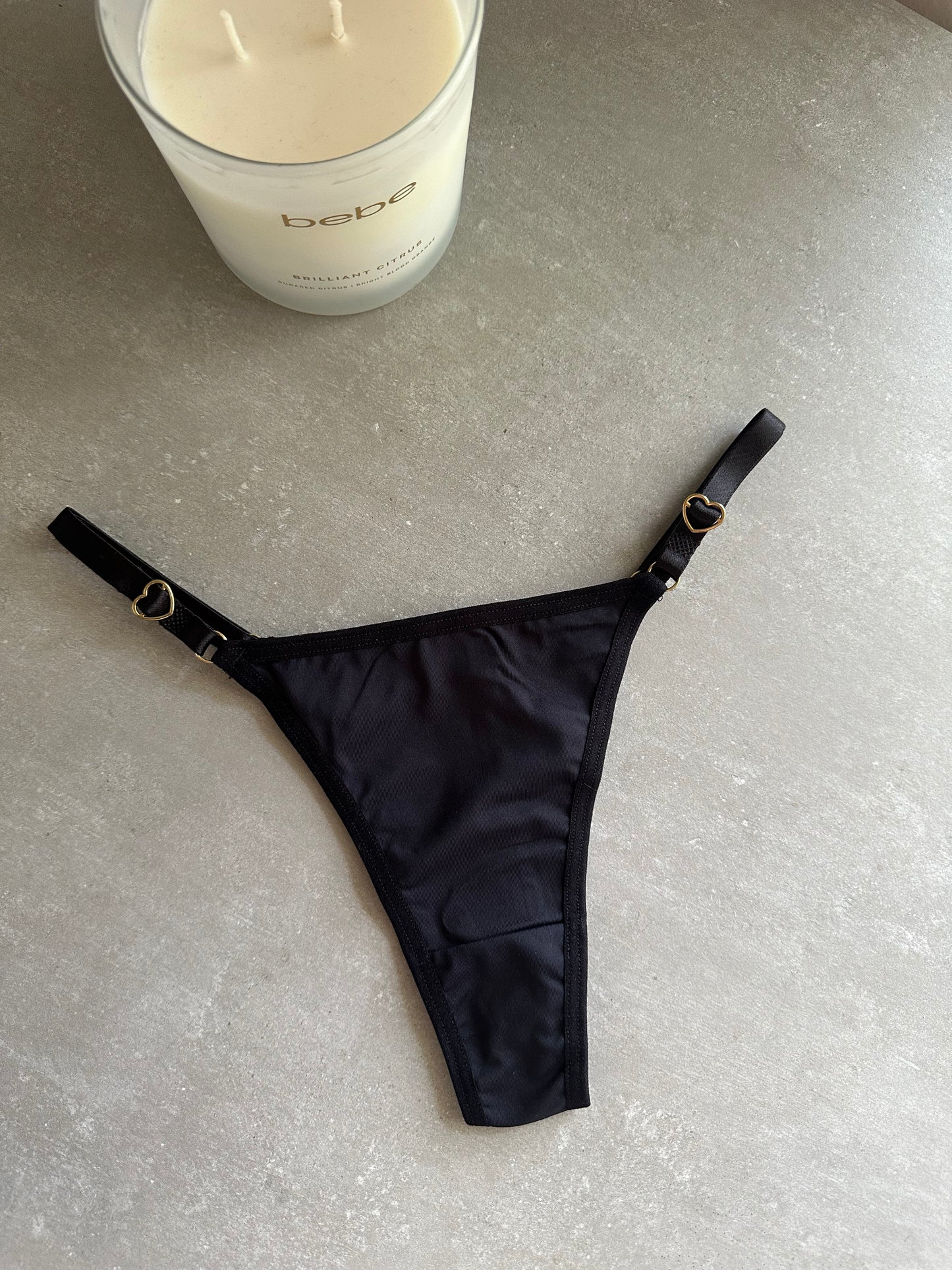 SECOND SKIN ADJUSTABLE THONG – BLACK
