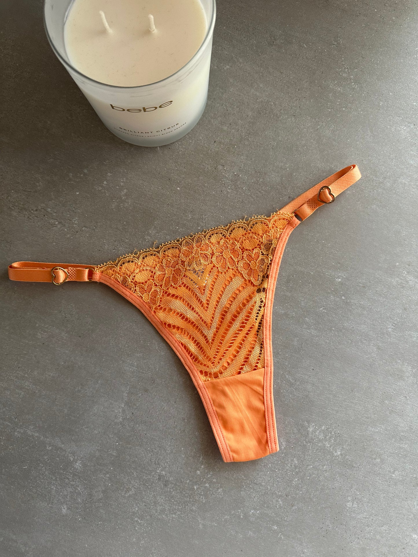 SECOND SKIN LACE THONG – ORANGE