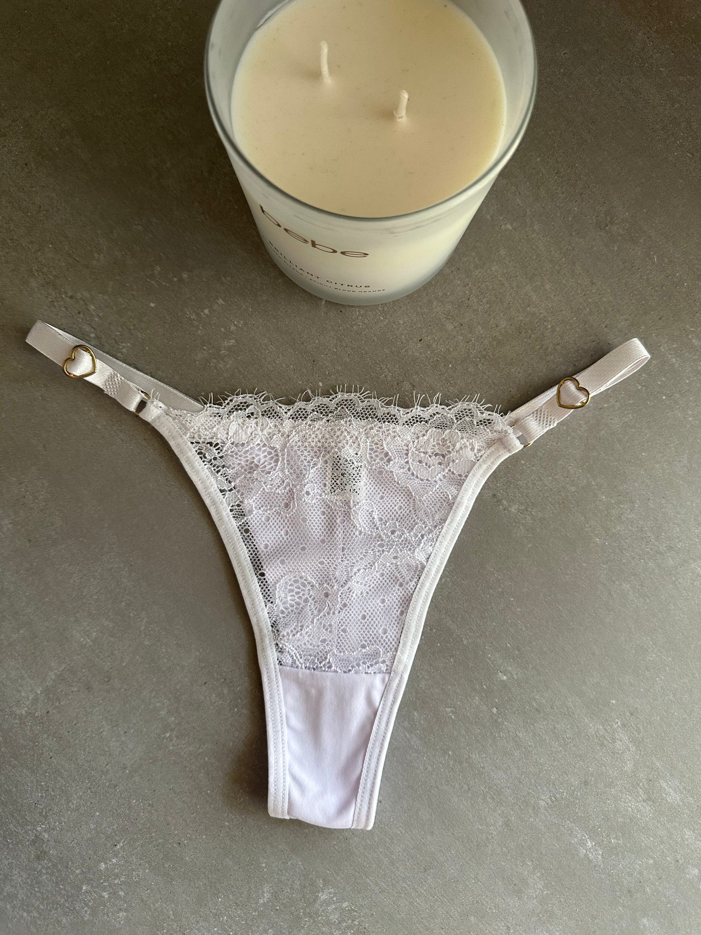 SECOND SKIN LACE THONG – WHITE