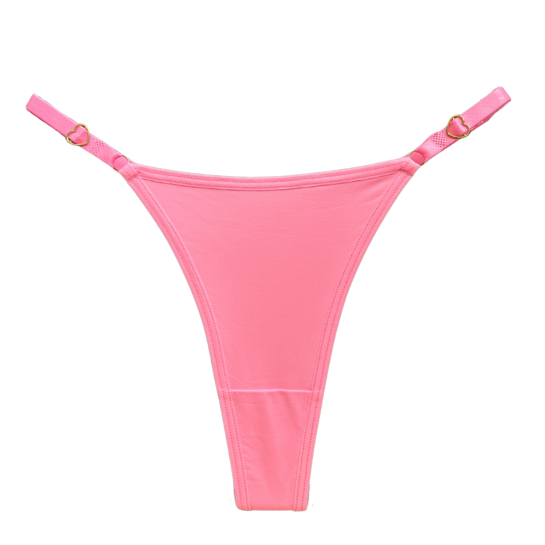 SECOND SKIN ADJUSTABLE THONG – NEON PINK