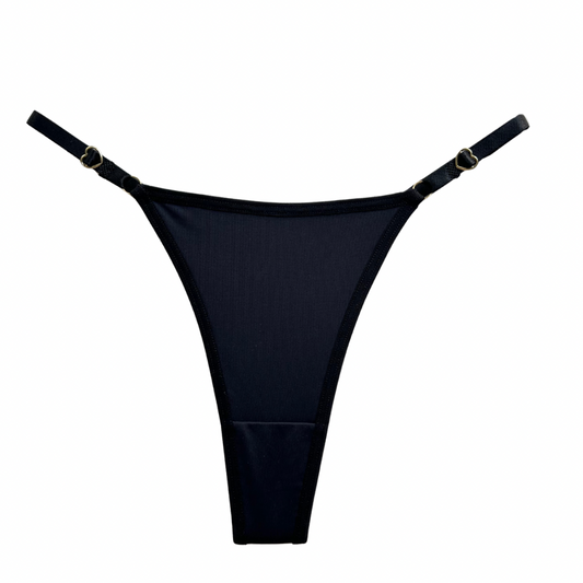 SECOND SKIN ADJUSTABLE THONG – BLACK