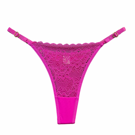 SECOND SKIN LACE THONG – FUCHSIA