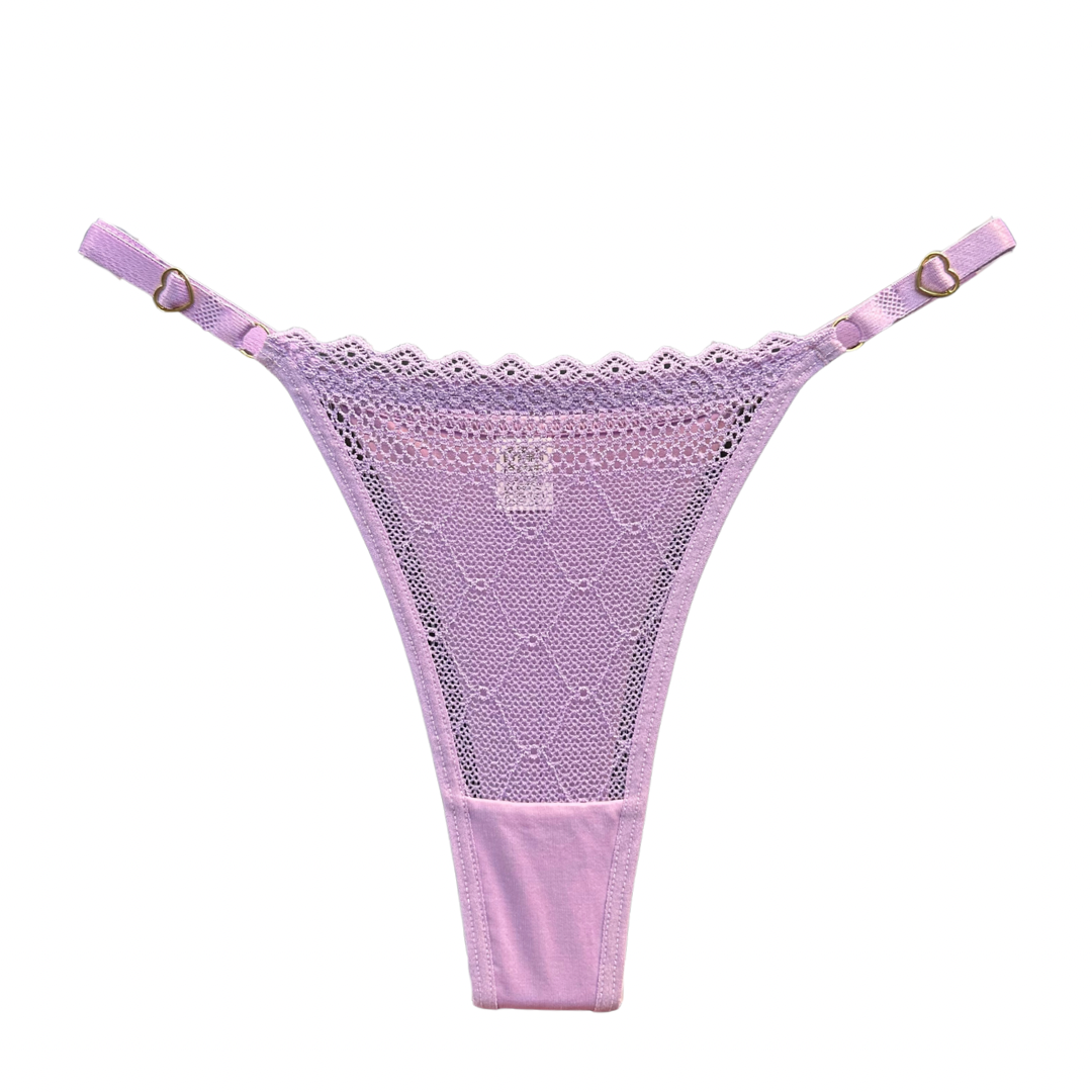 SECOND SKIN LACE THONG – LILAC