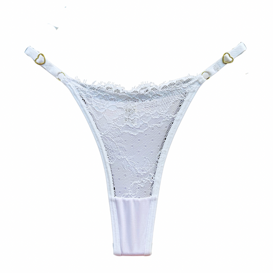 SECOND SKIN LACE THONG – WHITE