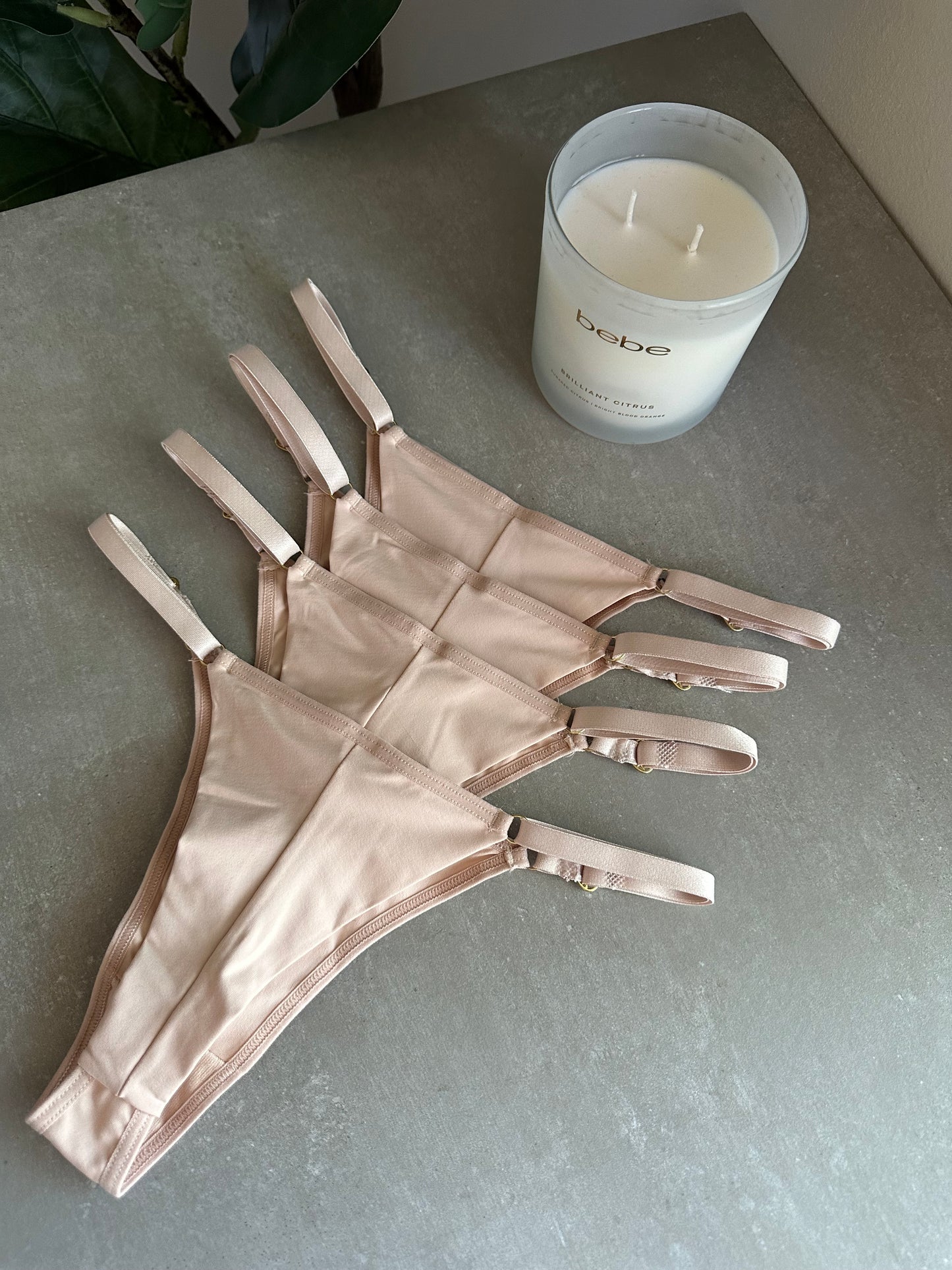 SECOND SKIN ADJUSTABLE THONG – BEIGE