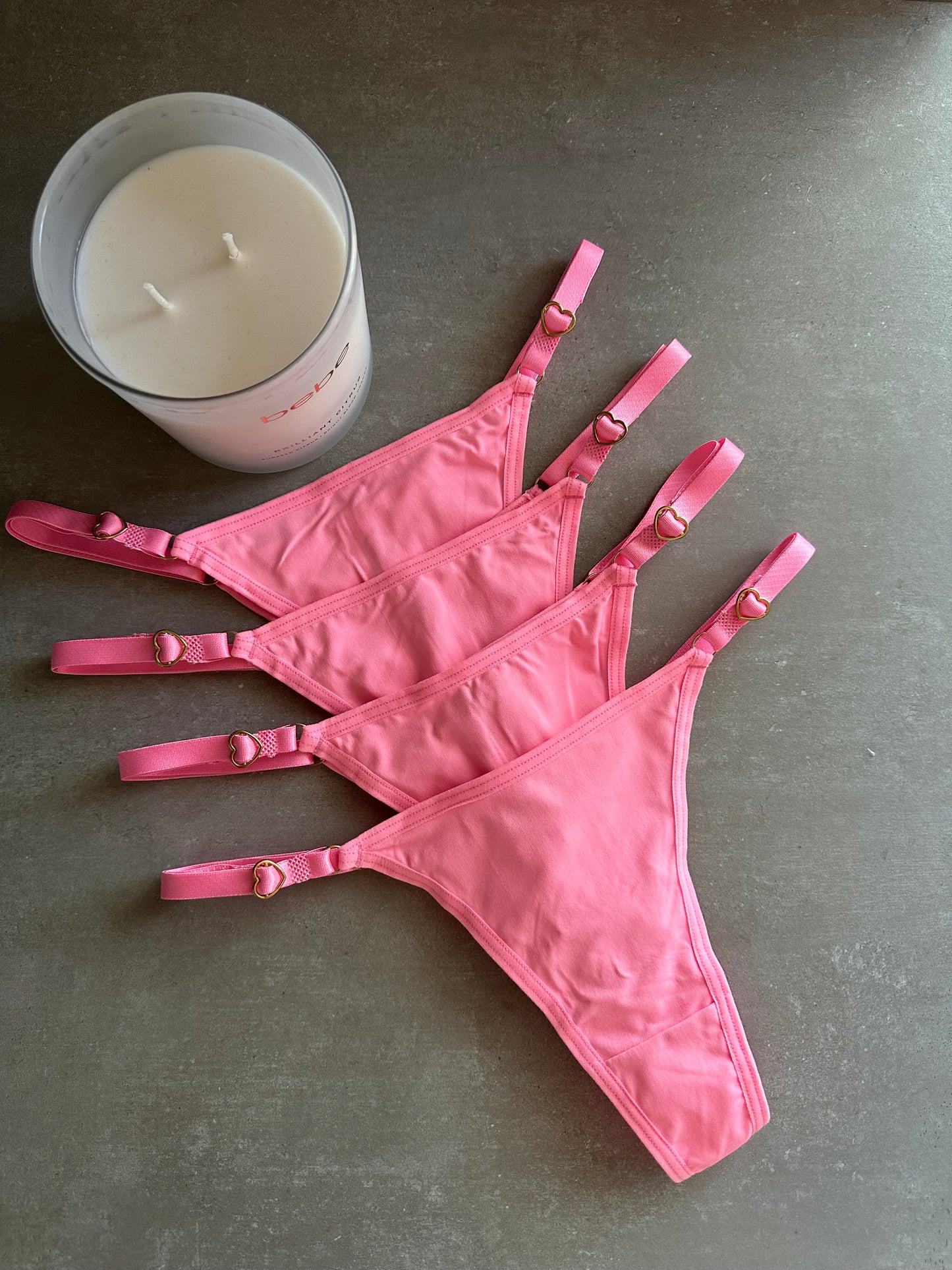 SECOND SKIN ADJUSTABLE THONG – NEON PINK