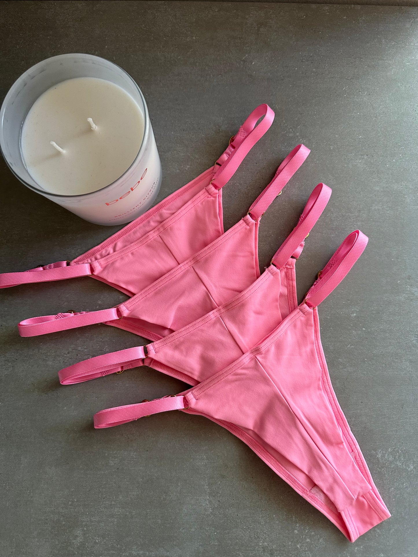 SECOND SKIN ADJUSTABLE THONG – NEON PINK