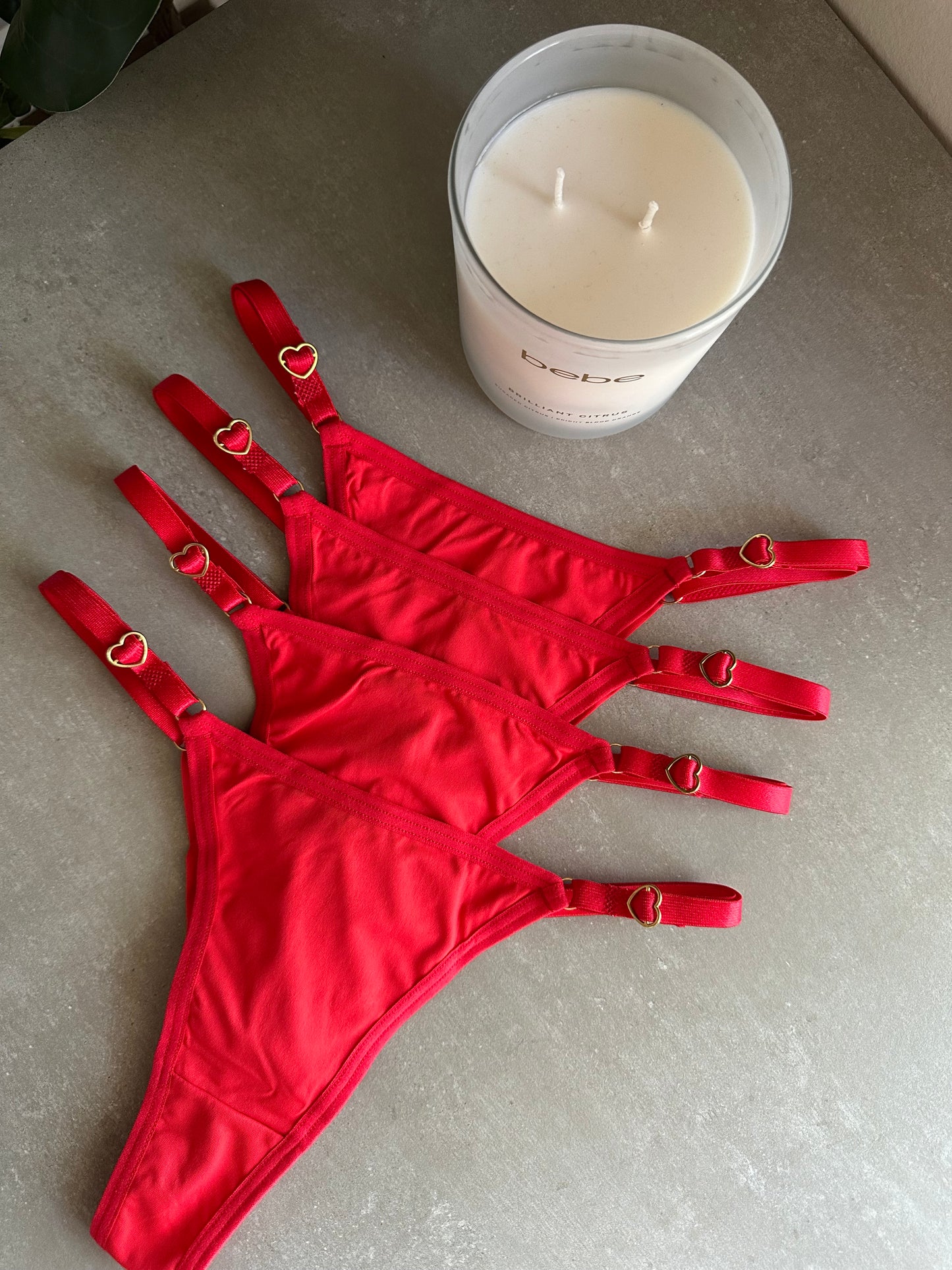 SECOND SKIN ADJUSTABLE THONG – RED