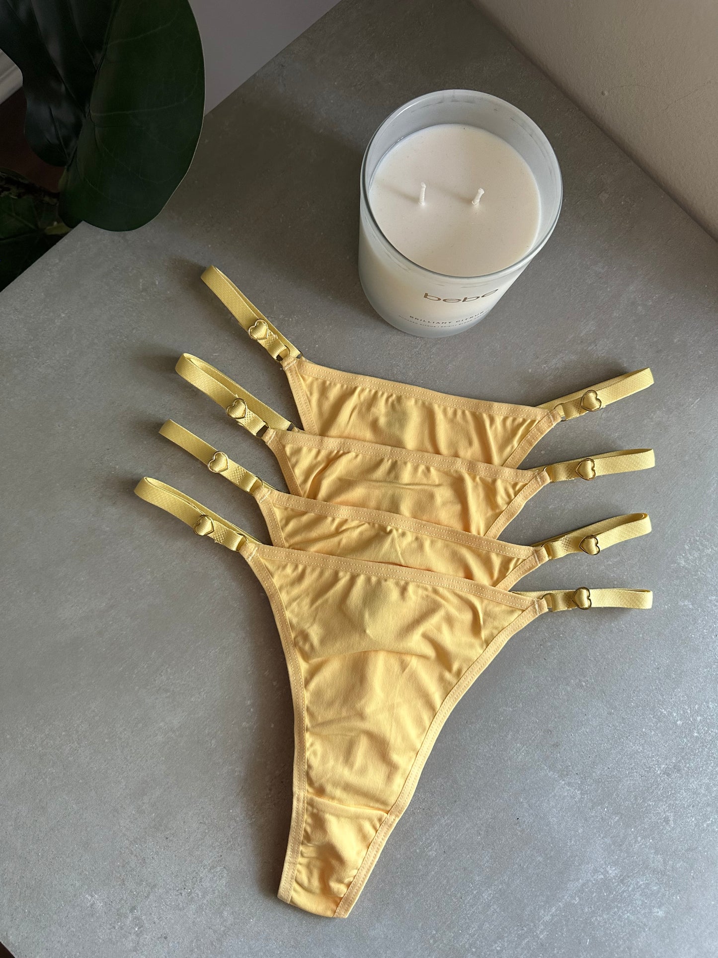 SECOND SKIN ADJUSTABLE THONG – YELLOW