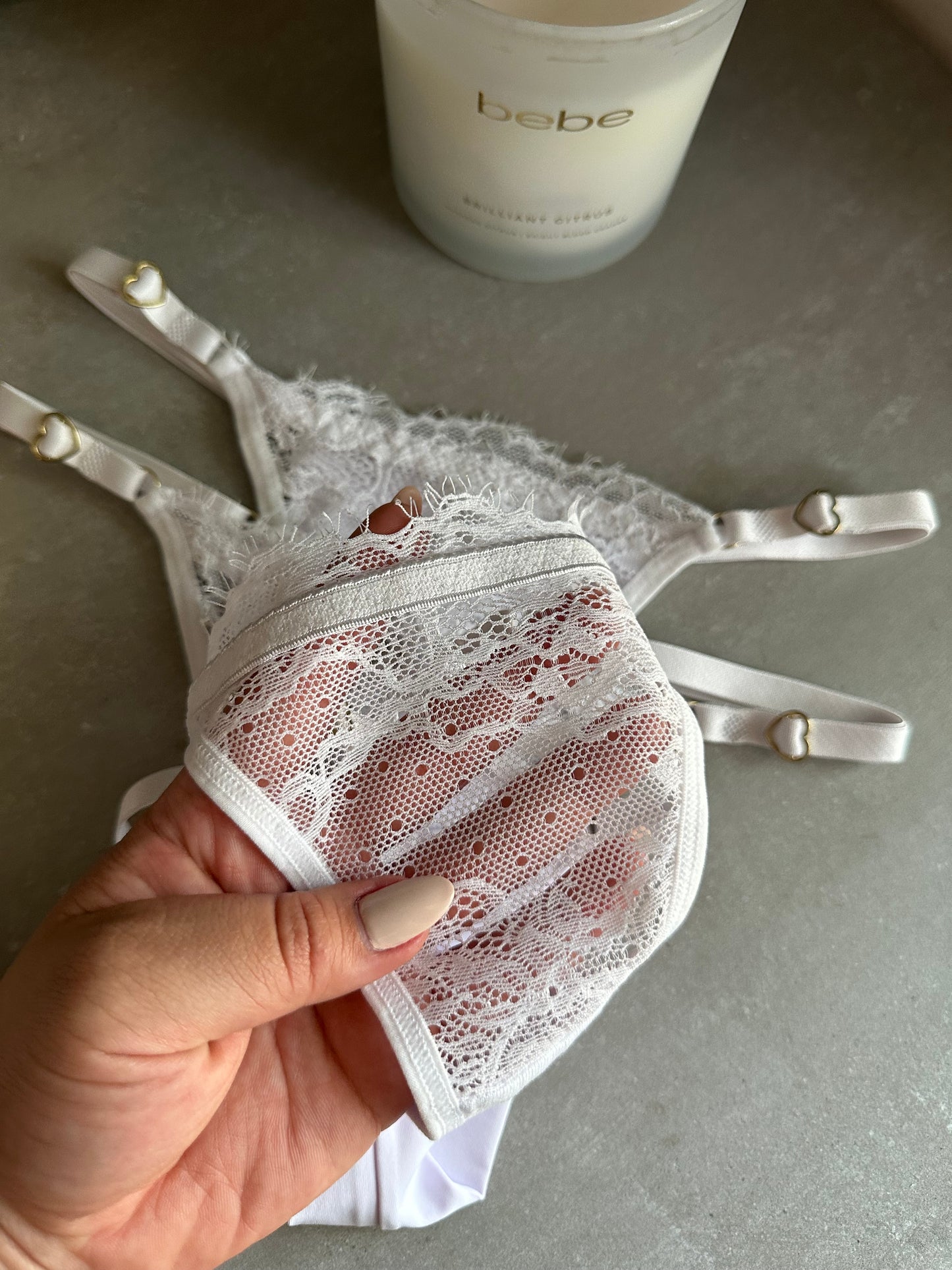 SECOND SKIN LACE THONG – WHITE