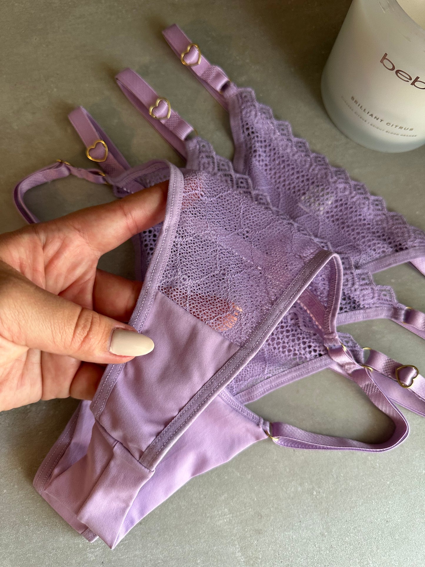 SECOND SKIN LACE THONG – LILAC