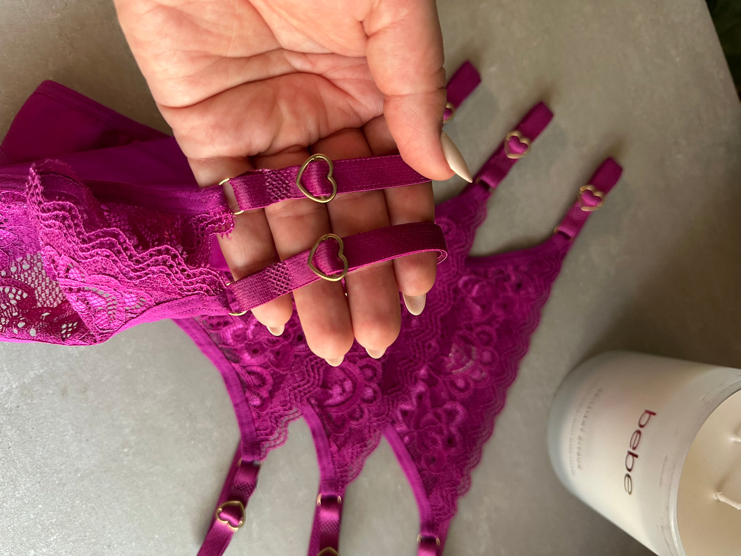 SECOND SKIN LACE THONG – FUCHSIA