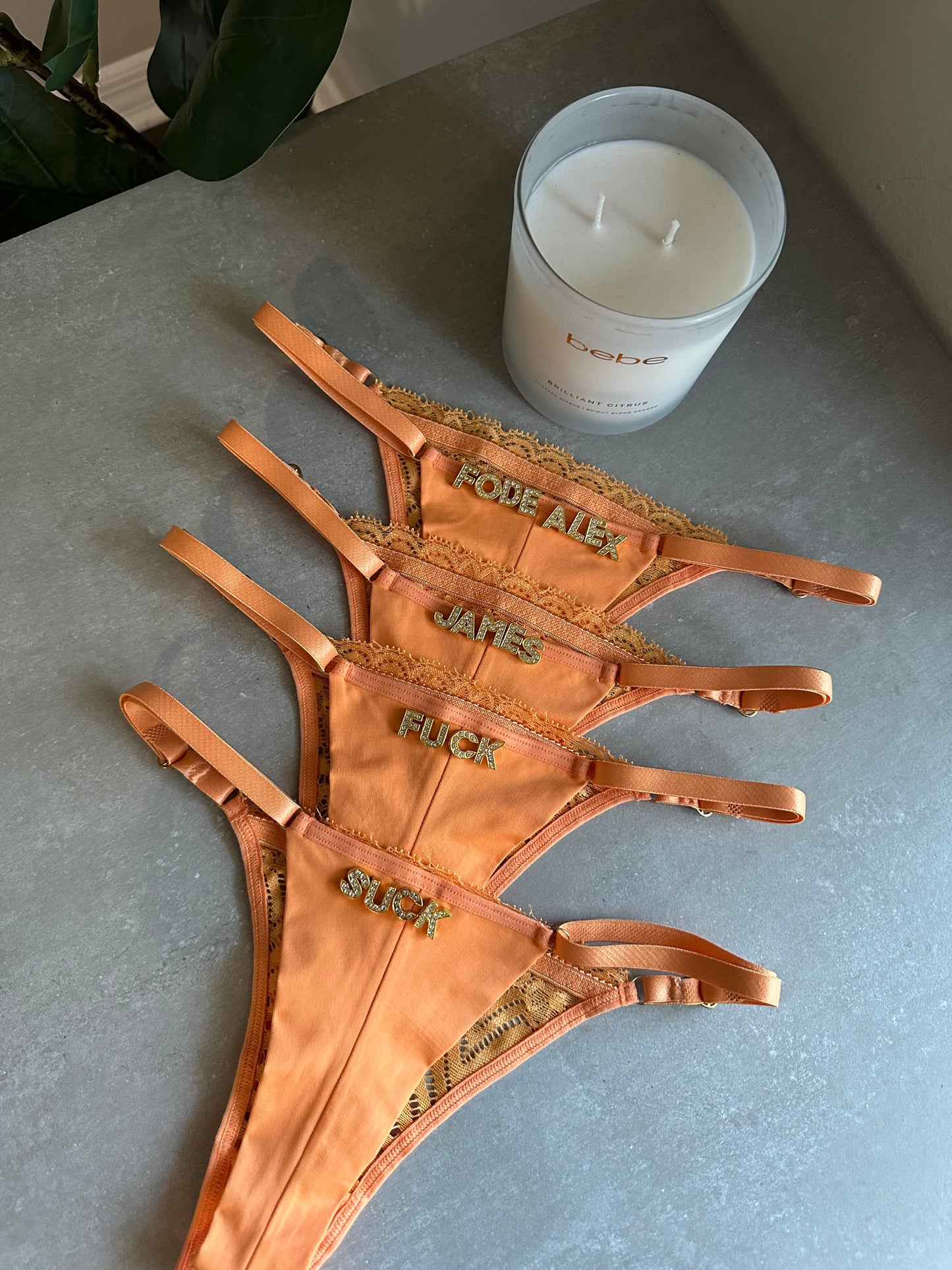 SECOND SKIN LACE THONG – ORANGE