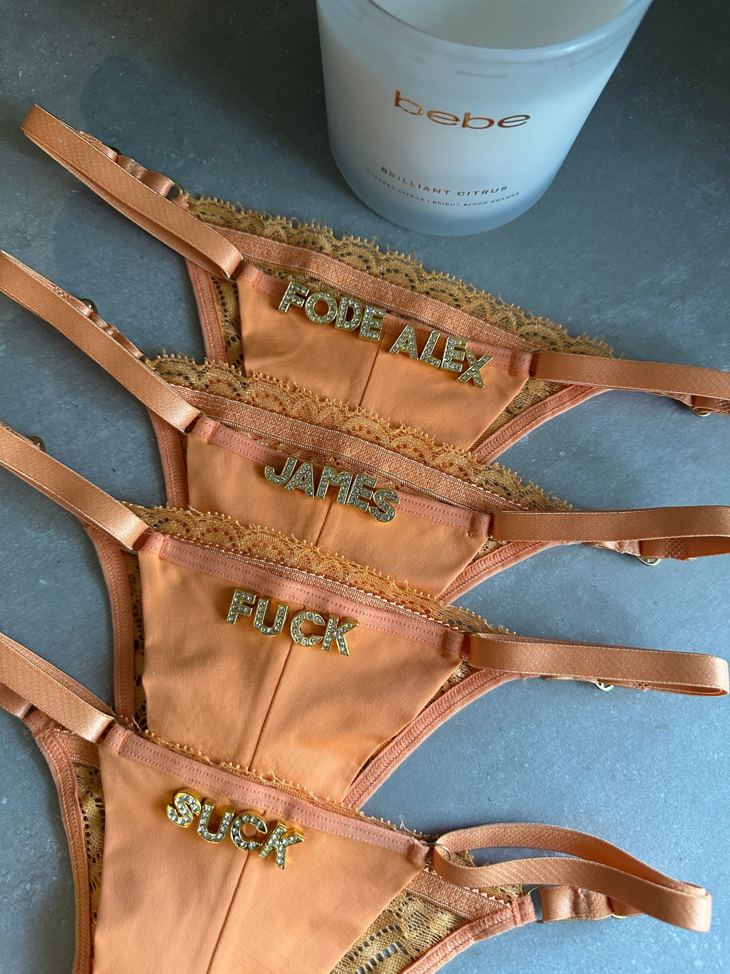 SECOND SKIN LACE THONG – ORANGE
