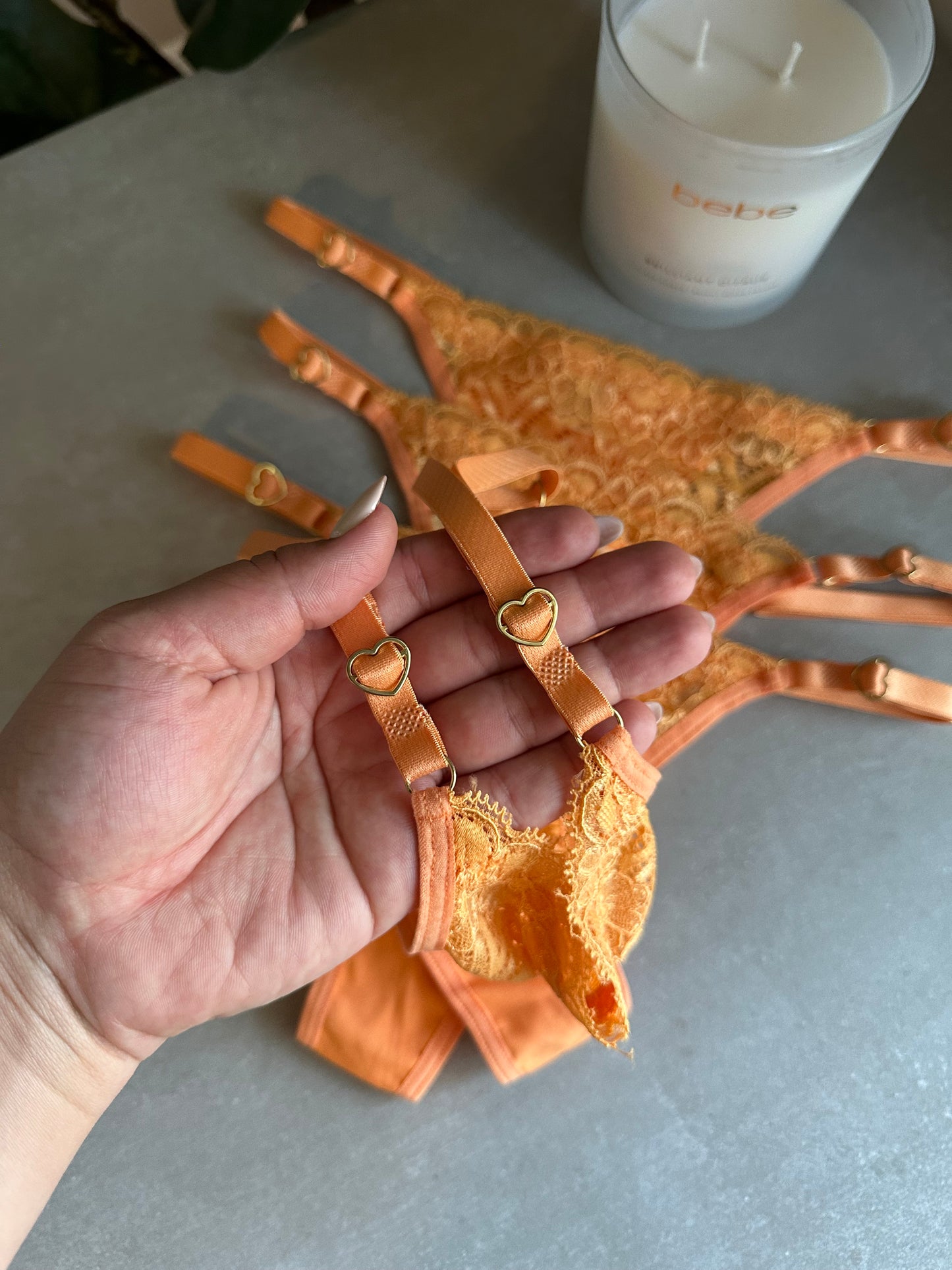 SECOND SKIN LACE THONG – ORANGE